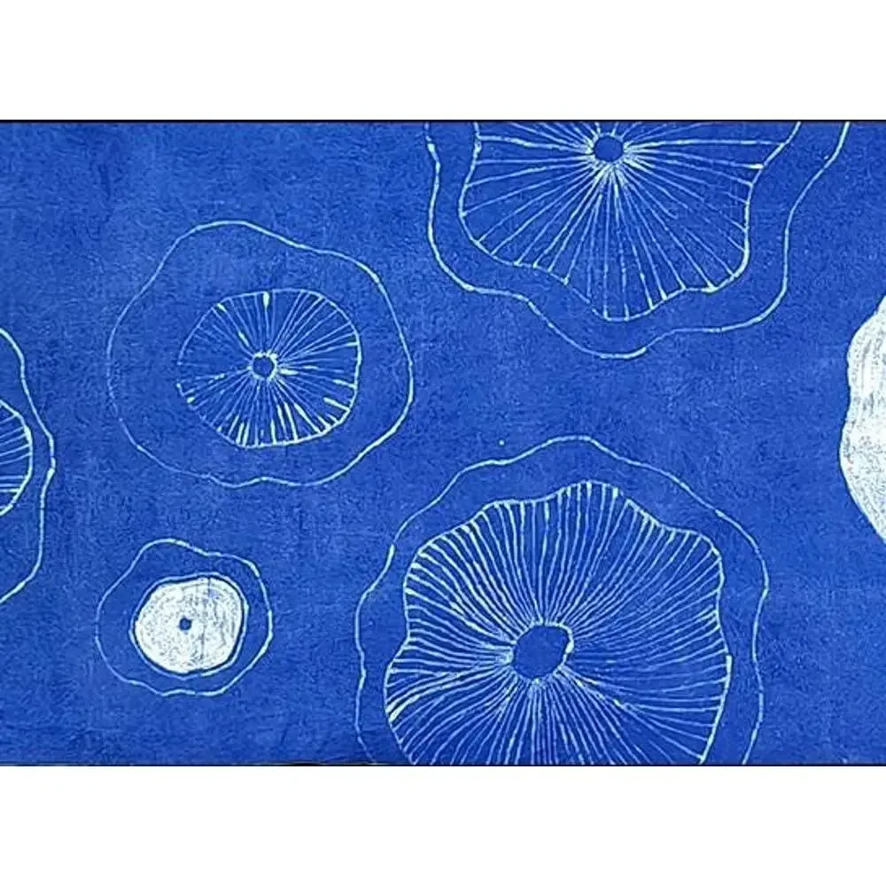 Handmade Cotton Table Runner | Indigo Batik | Lotus Decor | Botanical Dining